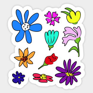 Flowers, summer - set of 10 stickers Sticker